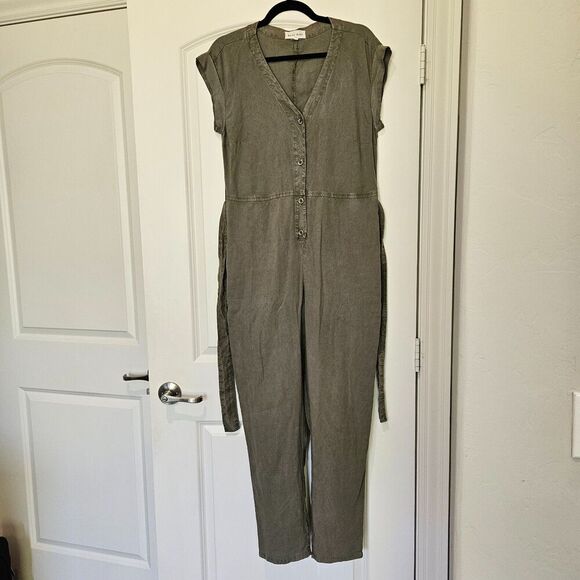 Bella Dahl green short sleeve Size S Jump suit with pockets & waist belt 017 - Picture 5 of 14